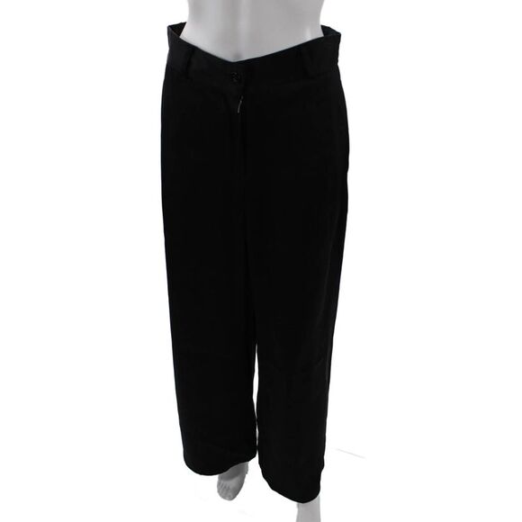 Jil Sander Womens Zipper Fly High Rise Wide Leg Pants Black Cotton Size FR 34 - Picture 2 of 6